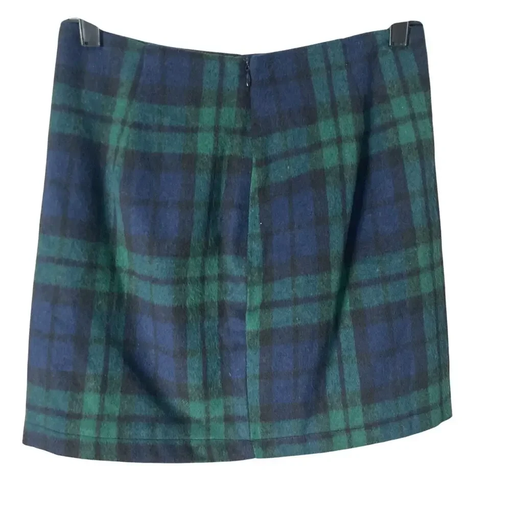 Oi Mini Skirt Womens Small Green Blue Plaid New